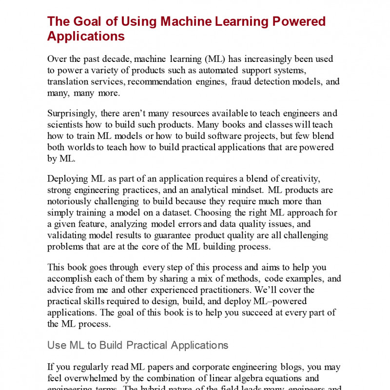 Building Machine Learning Powered Applications