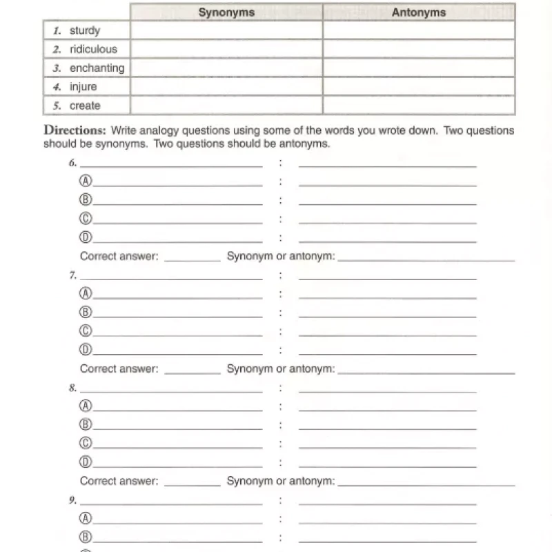 ANALOGY FOR CRITICAL THINKING GRADE 6 (Sách đen trắng)