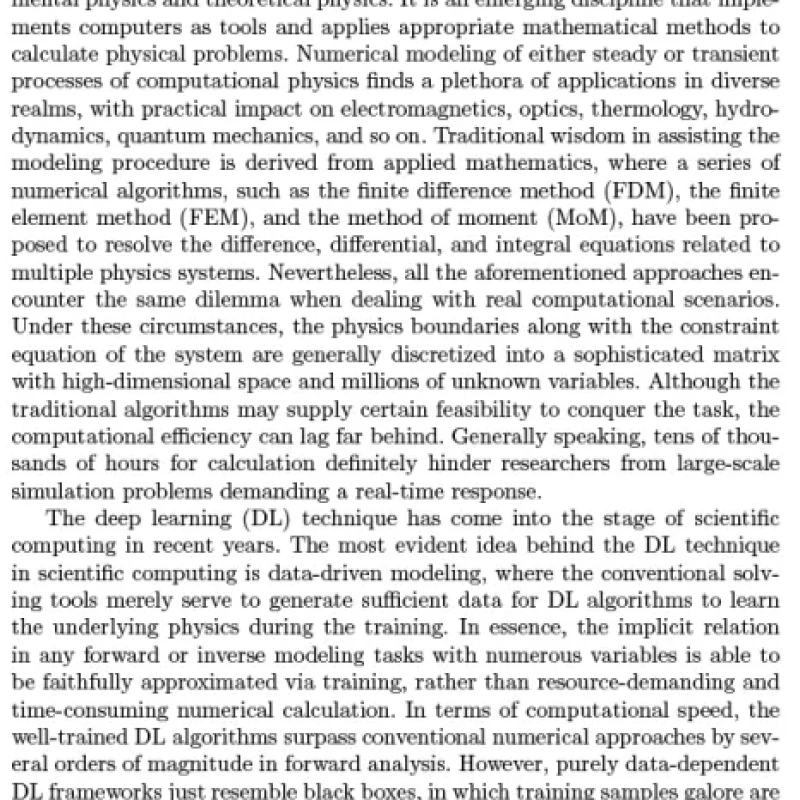 Deep Learning-Based Forward Modeling and Inversion Techniques for Computational Physics Problems