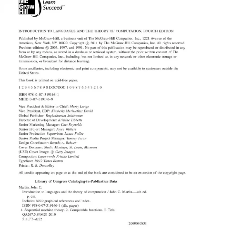 Introduction to Languages and the Theory of Computation