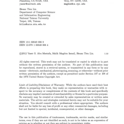 Learning From Data A short course