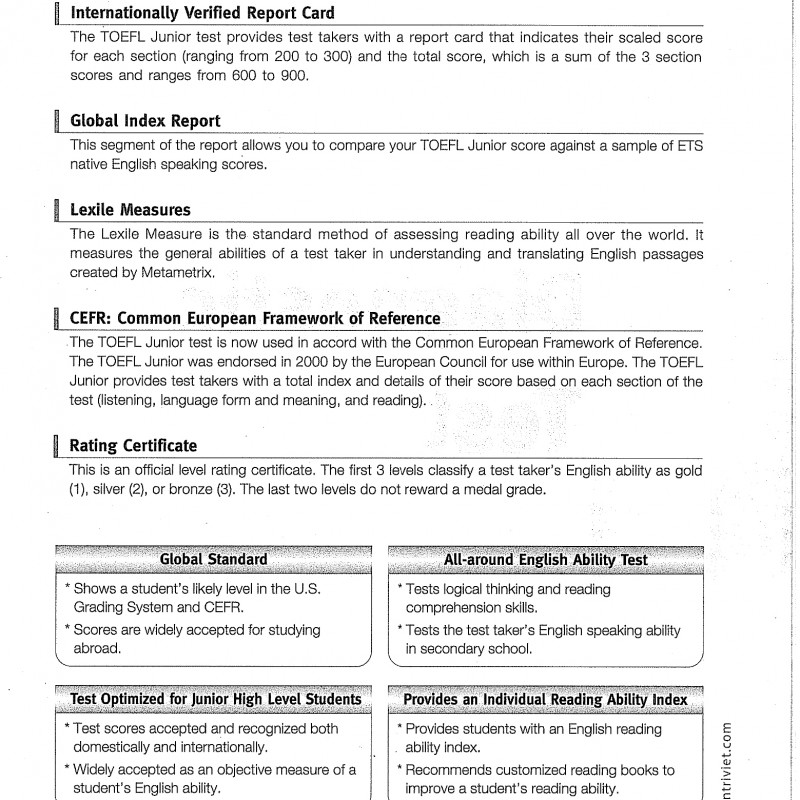 TOEFL JUNION LV 1 (Sách đen trắng)