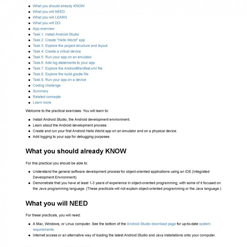 Android Developer Fundamentals Course Practicals