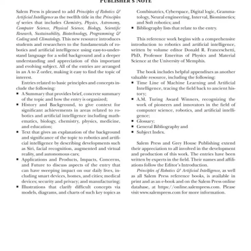 Principles of Robotics Artificial Intelligence
