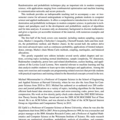 Probability and Computing Randomization and Probabilistic Techniques in Algorithms and Data Analysis by Michael Mitzenmacher, Eli Upfal (z-lib.org)
