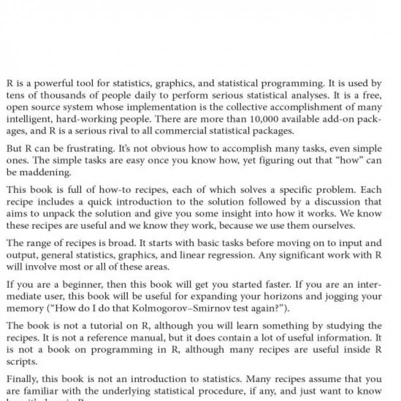 R Cookbook Proven Recipes for Data Analysis, Statistics, and Graphics
