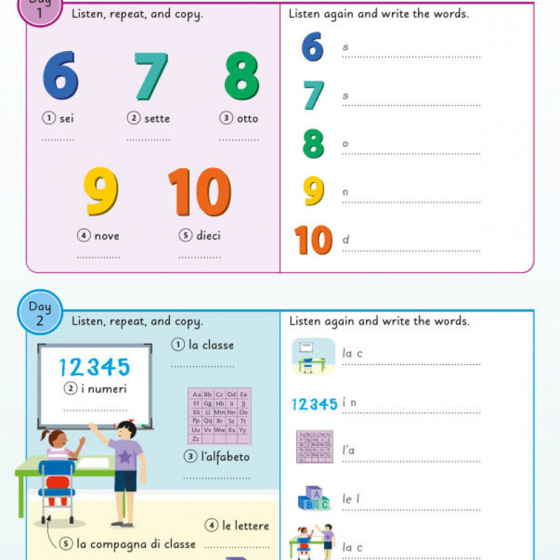Sách Tiếng Anh Italian for Everyone Junior 5 Words a Day ( Sách màu )