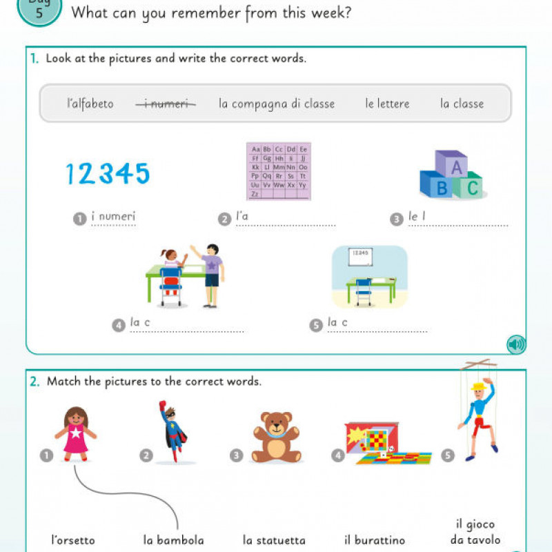 Sách Tiếng Anh Italian for Everyone Junior 5 Words a Day ( Sách màu )