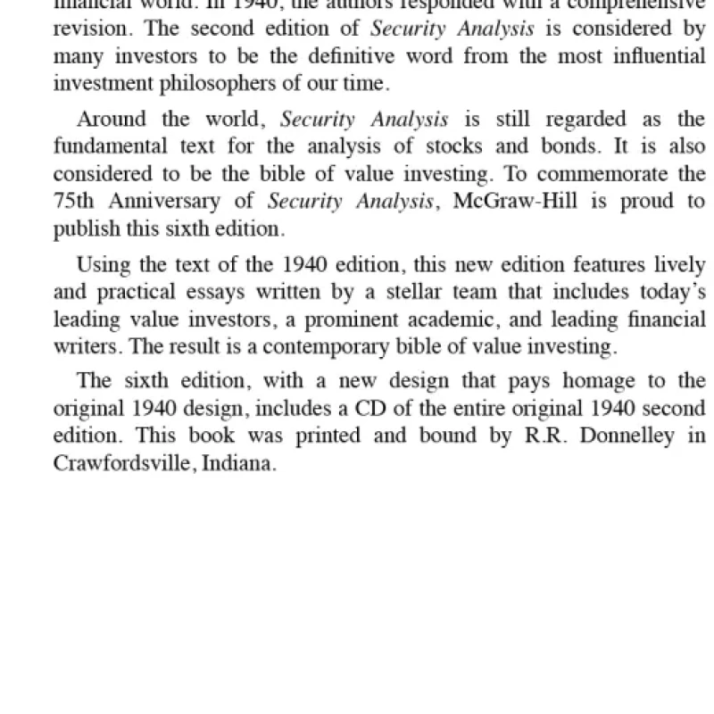 Security Analysis Sixth Edition