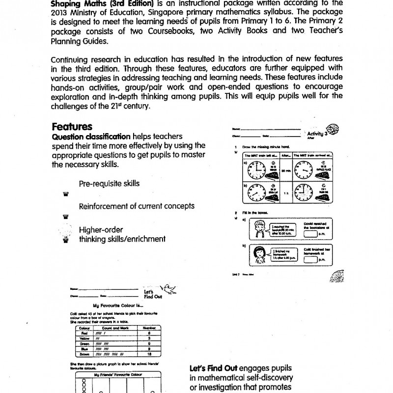 Shaping maths activity book 2A (Sách đen trắng)