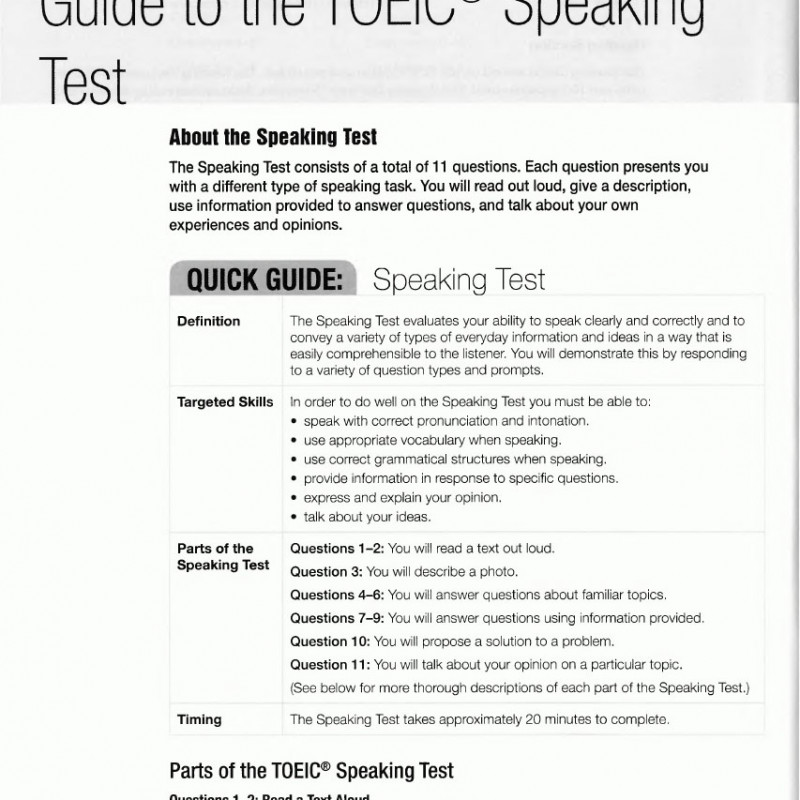 Skills for the TOEIC Test Speaking and Writing (Sách đen trắng)