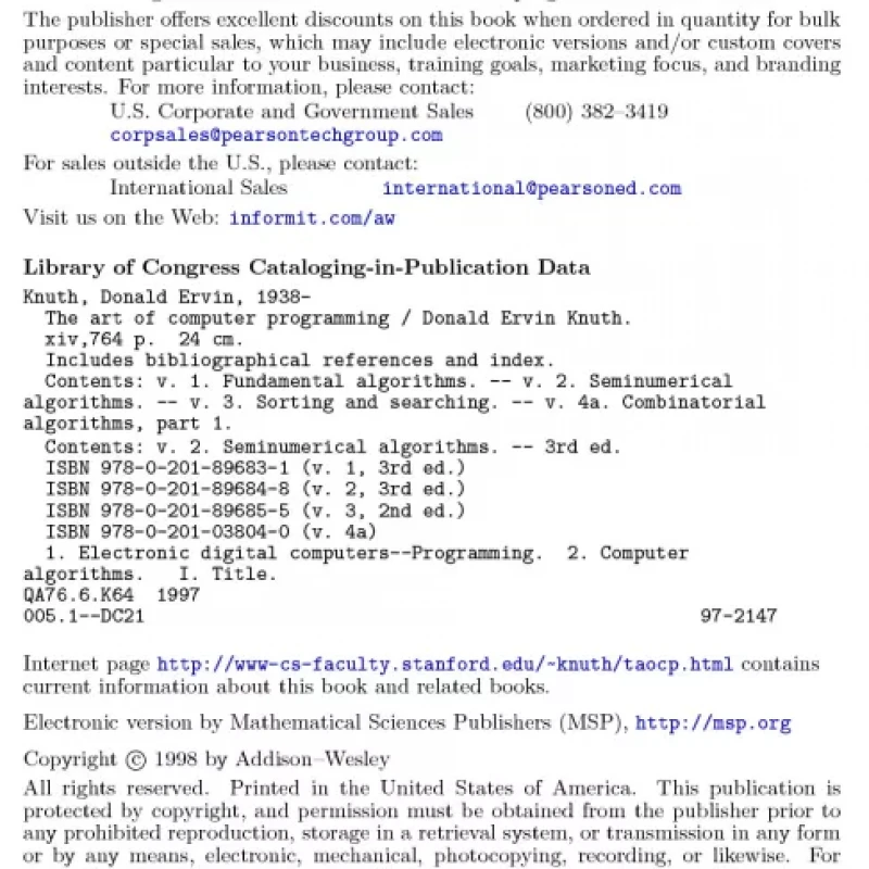 The Art of Computer programming Volume 2 Seminumerical algorithms