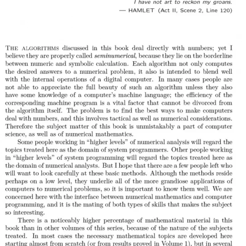 The Art of Computer programming Volume 2 Seminumerical algorithms