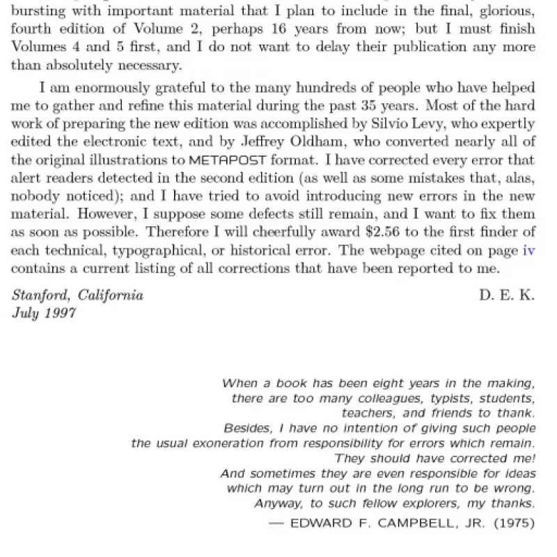The Art of Computer programming Volume 2 Seminumerical algorithms